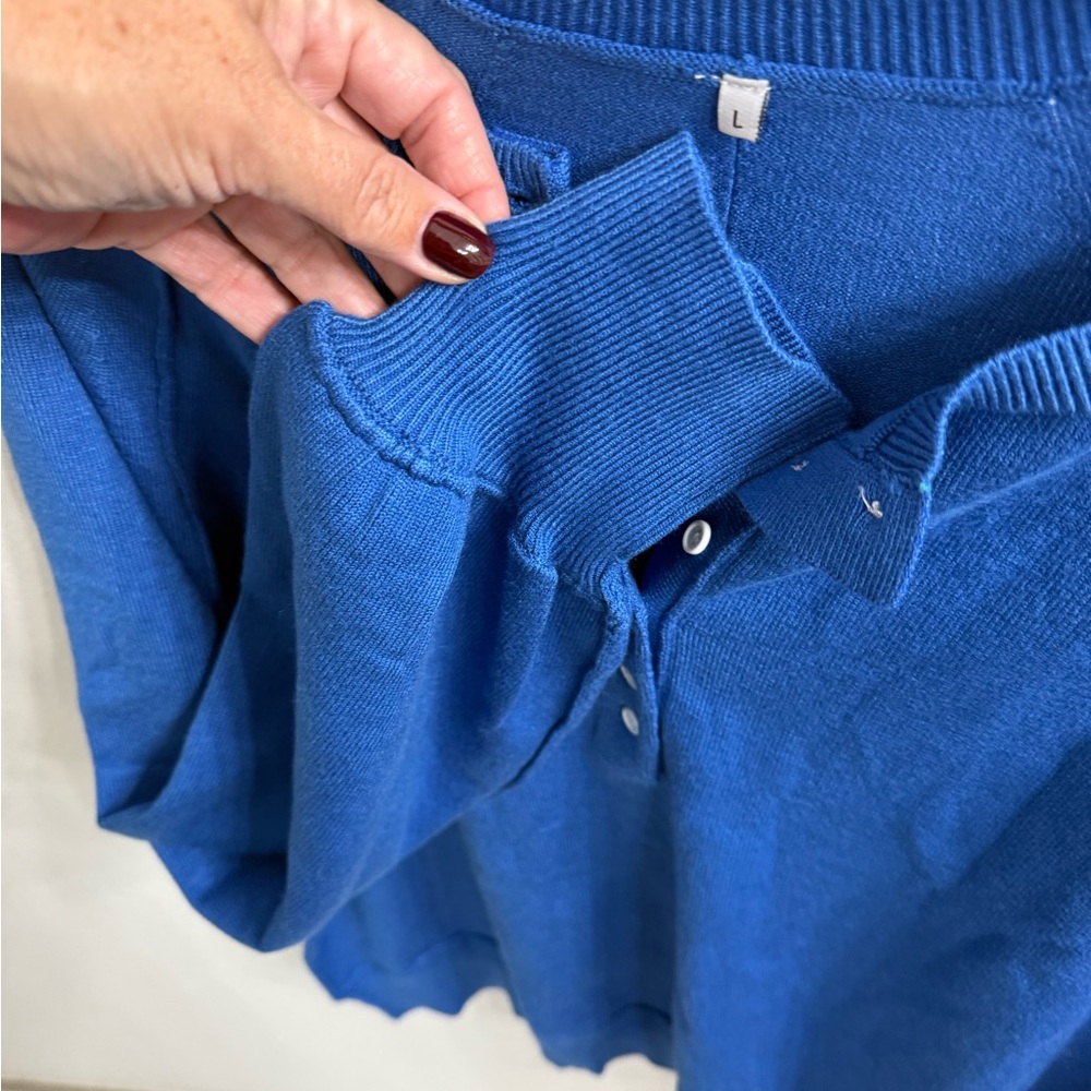 Blue Button-Up Sweater - Picture 3 of 4